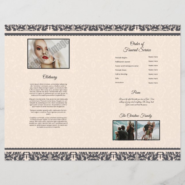 Funeral Program Template, (Back)