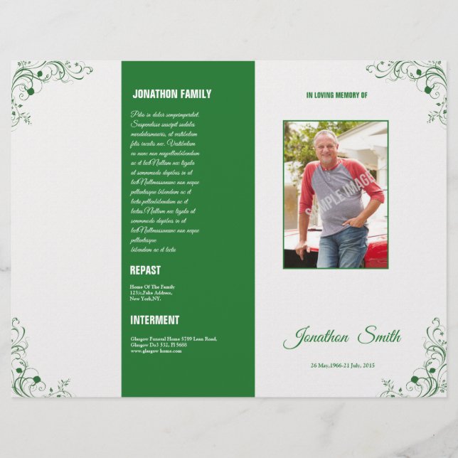 Funeral Program Template Brochure Flyer (Front)