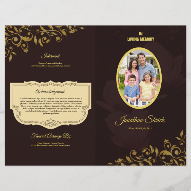 Funeral Program Template Brochure Flyer (Front)