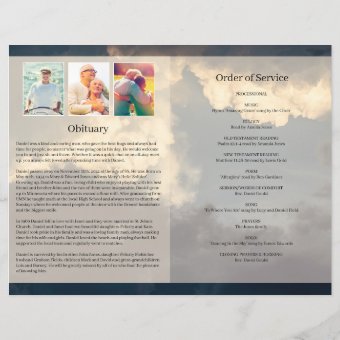 Funeral Program Template for Man with Stunning Sky | Zazzle