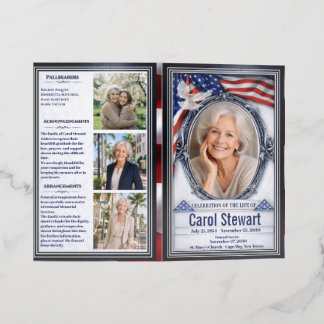 Funeral Program Template US Flag Brochure