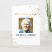 Funeral Program | White Gold Order of Service Card (Front)