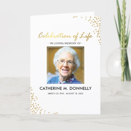 Funeral Program | White Gold Order of Service Card