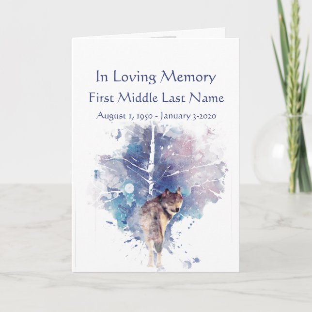 Funeral Program Wolf Looking Back from Forest (Front)