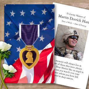 Funeral Purple Heart Medal Prayer Sympathy Cards