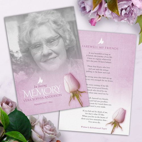Funeral purple rose photo remembrance poem