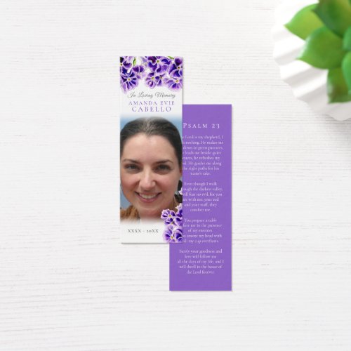 Funeral purple sky flower poem photo bookmark