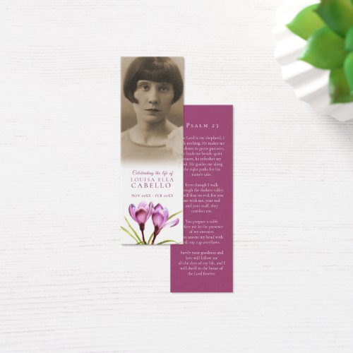Funeral purple spring crocus poem photo bookmark
