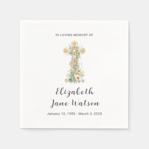 Funeral Reception In Loving Memory Floral Cross Napkins