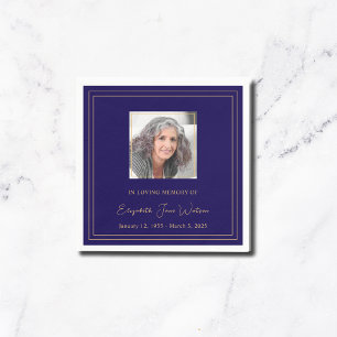 Funeral Reception In Loving Memory Navy & Gold Napkins
