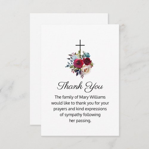 Funeral Religious Cross Floral Thank You