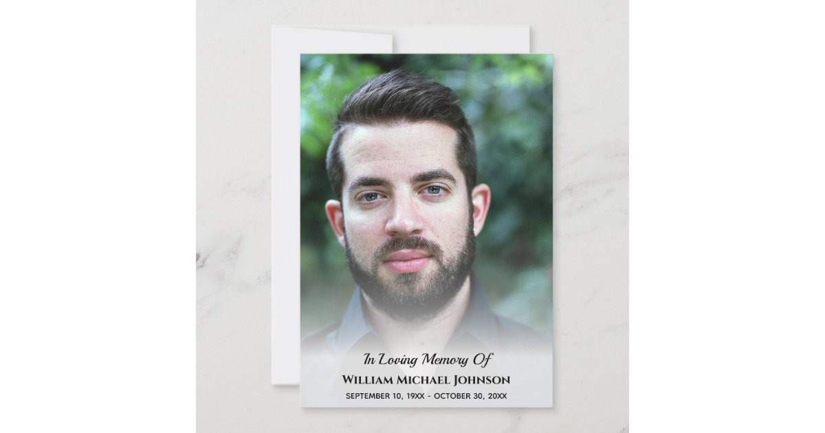 Funeral Remembrance Custom Photo Sympathy Memorial Invitation Zazzle