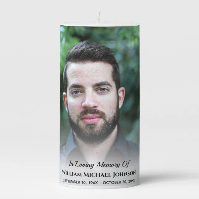 Funeral Remembrance Custom Photo Sympathy Memorial Pillar Candle Zazzle