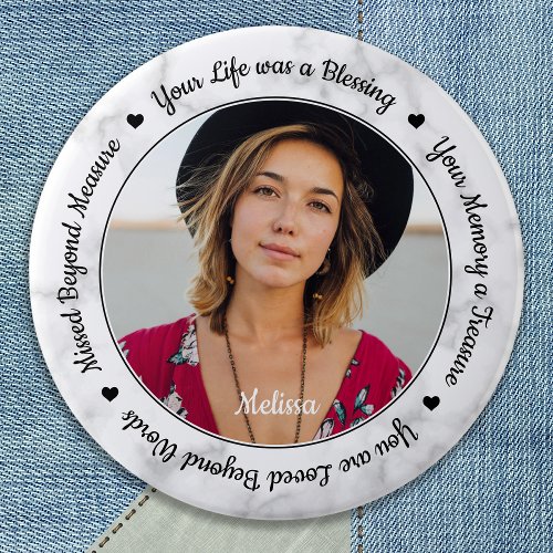 Funeral Remembrance Keepsake Memorial Photo Button