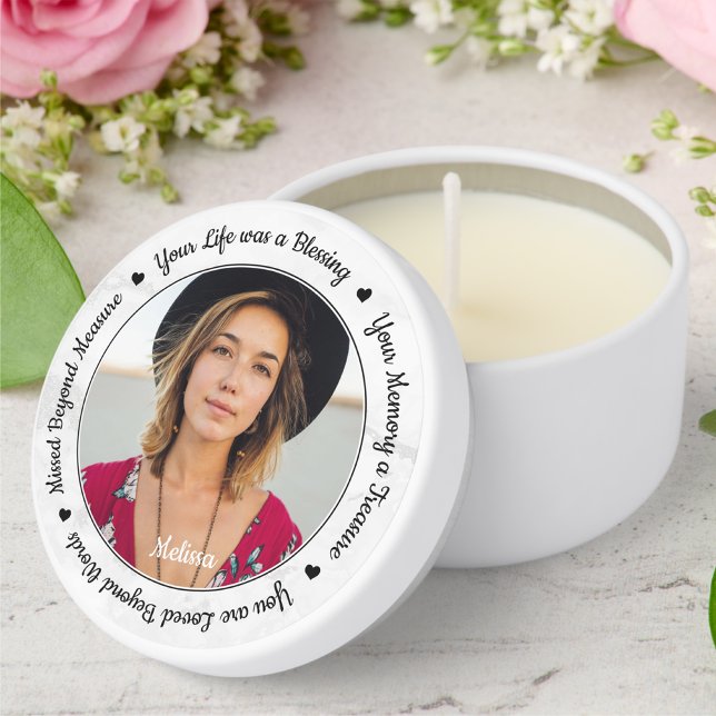 Funeral Remembrance Keepsake Memorial Photo Mini Candle Favors (Creator Uploaded)