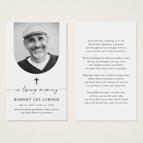 Funeral Remembrance Photo Memorial Prayer Card