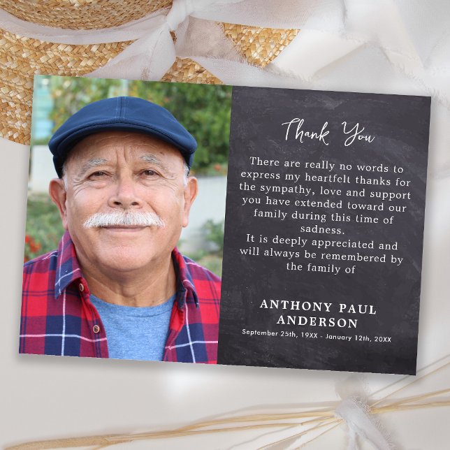 Funeral Rustic Memorial Loving Memory Photo Thank You Card (Creator Uploaded)