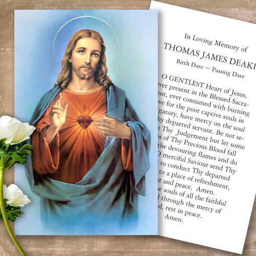 Funeral Sacred Heart Jesus Prayer Sympathy Cards