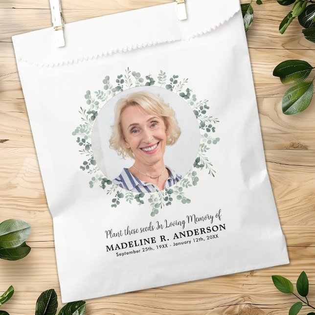 Funeral Seed Packet Custom Photo Greenery Memorial Favor Bag (Creator Uploaded)