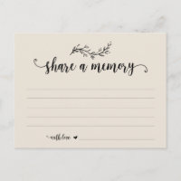 Funeral Service, Cream theme, Share a memory card