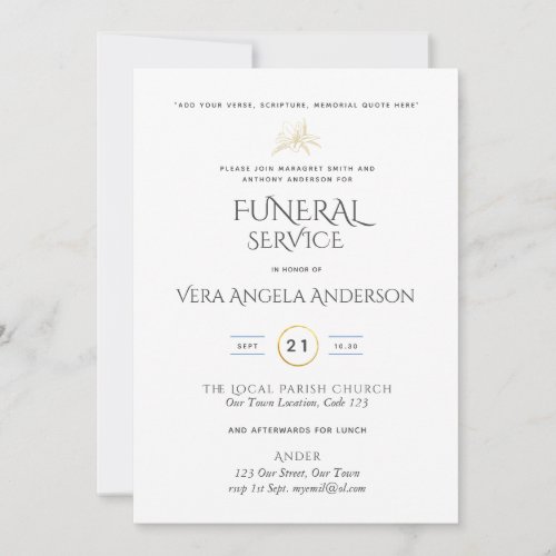 Funeral Service Invite With Verse