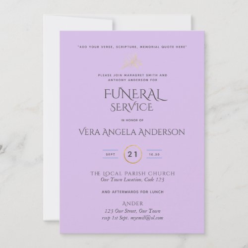 Funeral Service Invite With Verse