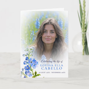 Funeral service program blue delphinium photos