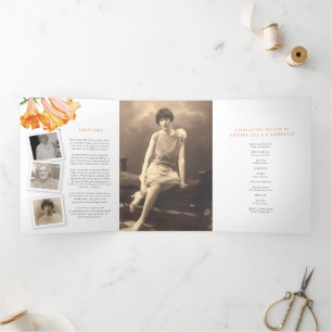 Funeral service program orange lily photo 6pp