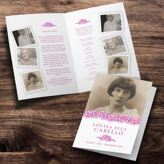 Funeral service program pink forget-me-nots photos (Creator Uploaded)