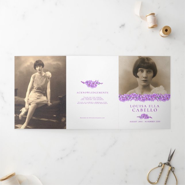 Funeral service program purple forget-me-not (Outside)