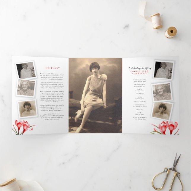 Funeral service program red orange crocus art (Inside)