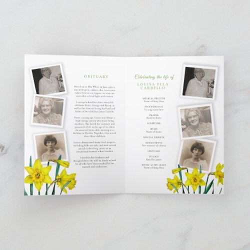 Funeral service program spring daffodils photo