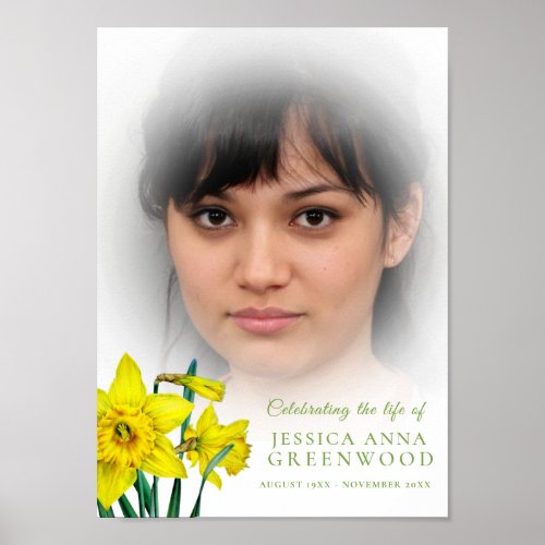 Funeral service program spring daffodils photo poster