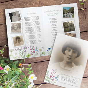Funeral service program wildflower bees photos