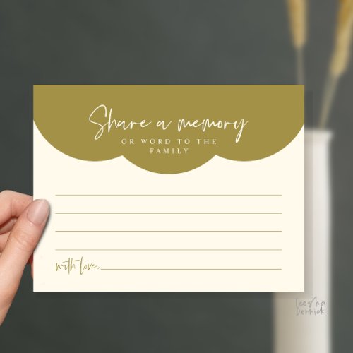 Funeral Service, Share a memory Memorial Card