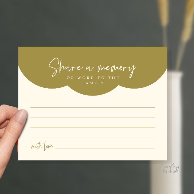 Funeral Service, Share a memory Memorial Card (Funeral Service, Share a memory or words to the family Memorial Card in Gold Yellow Cream)