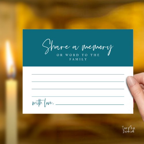 Funeral Service, Share a memory Memorial Card