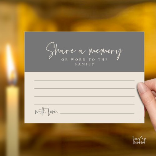 Funeral Service, Share a memory Memorial Card