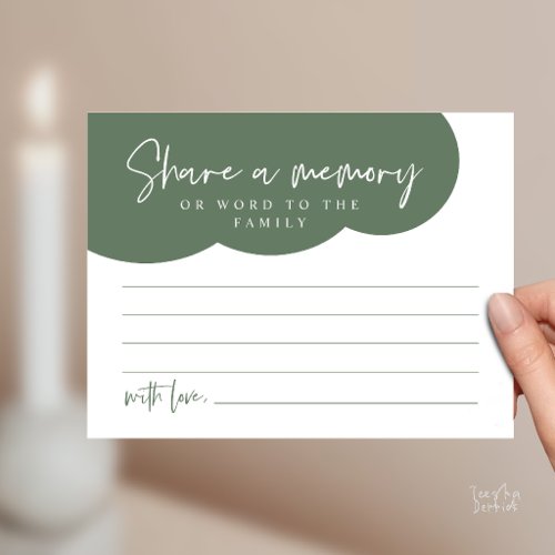 Funeral Service, Share a memory Memorial Card