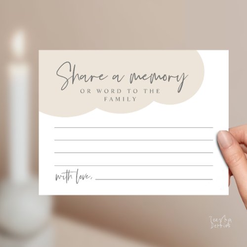 Funeral Service, Share a memory Memorial Card