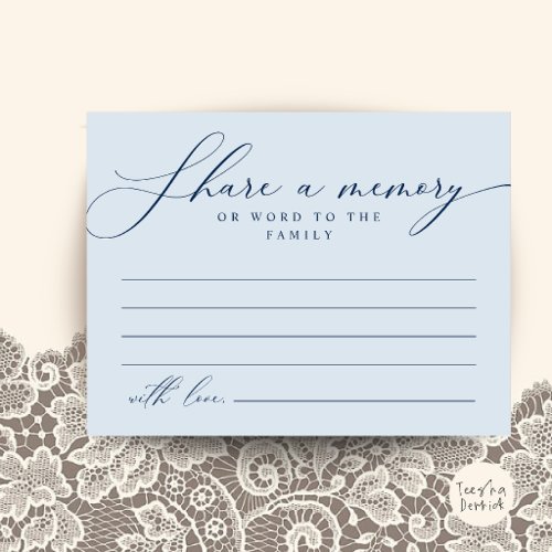 Funeral Service, Share a memory Memorial Card