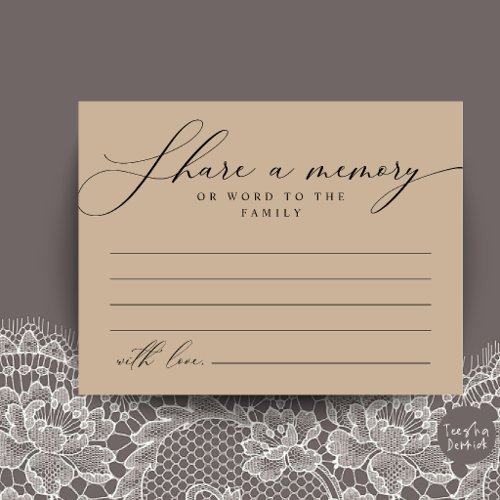 Funeral Service, Share a memory Memorial Card