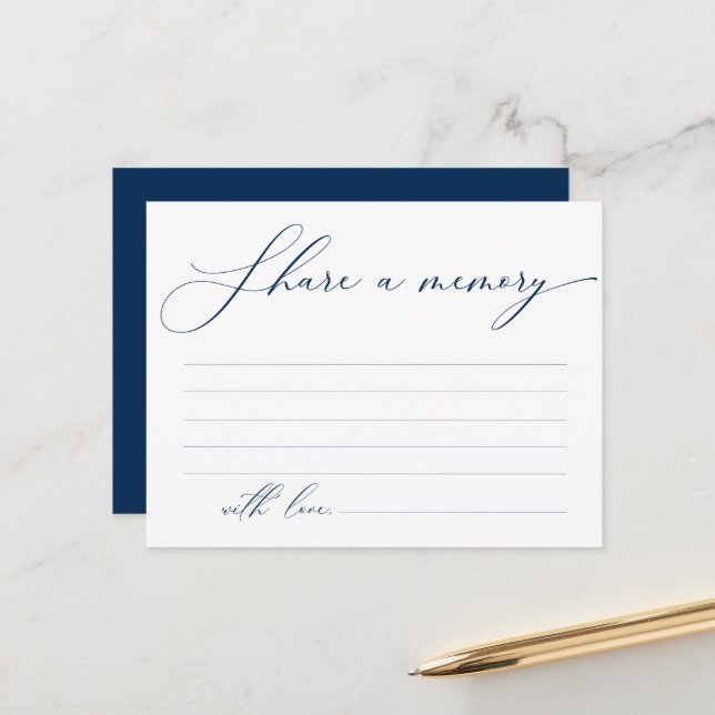 Funeral Service, Share a memory, Navy Blue Card (Front/Back In Situ)