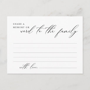 Funeral Service, Share a memory, Word Family Card