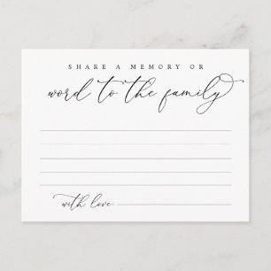 Funeral Service, Share a memory, Word Family Card
