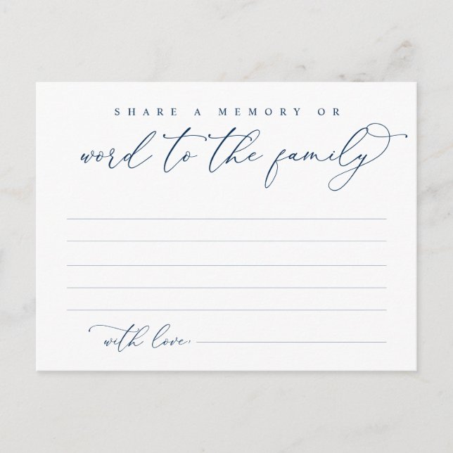 Funeral Service, Share a memory, Word Family Card (Front)
