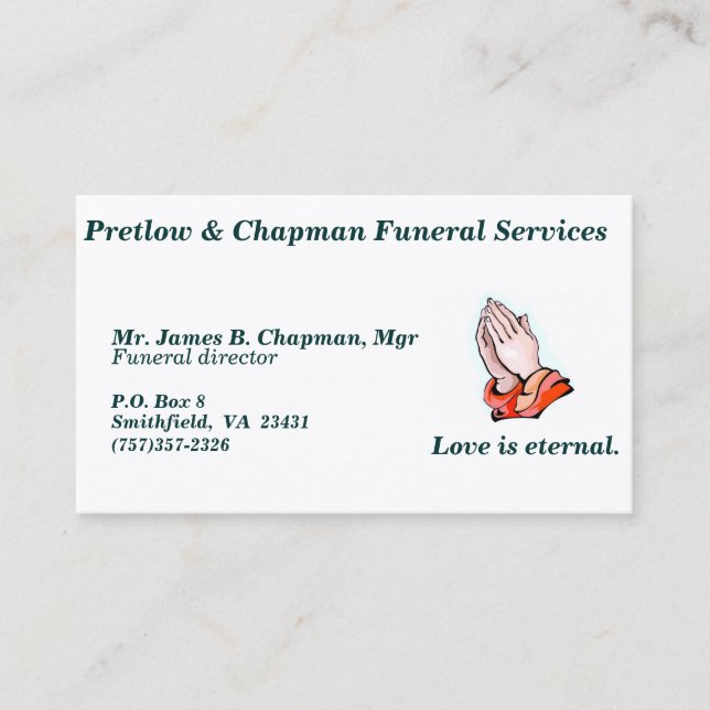 Funeral Services business card - C... - Customized (Front)