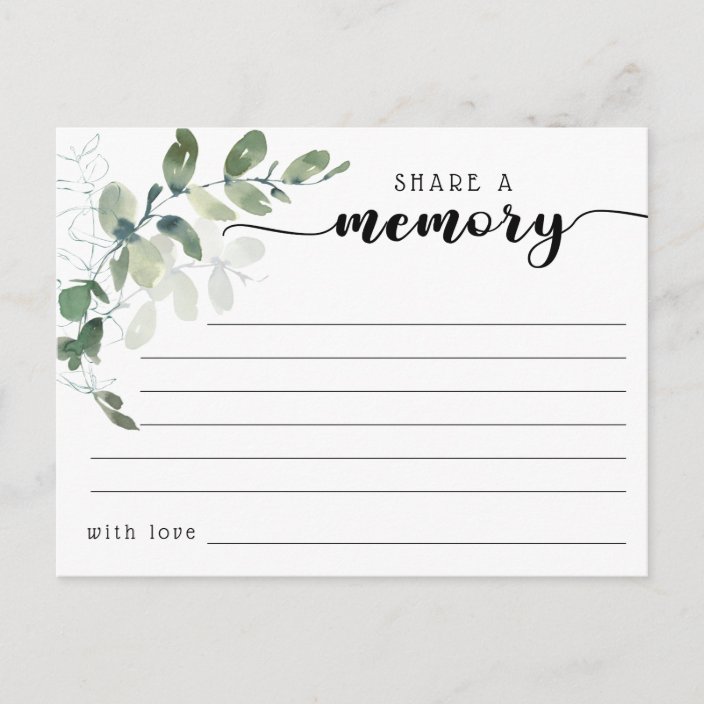 Funeral Share a Memory Condolences Card | Zazzle.com