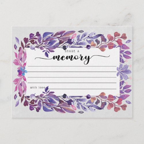 Funeral Share a Memory Condolences Card