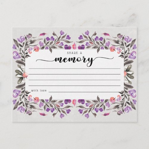 Funeral Share a Memory Condolences Card